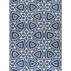 Darcie Blue Geometric Outdoor Rug, 5X8-Kirkland's Home Shop