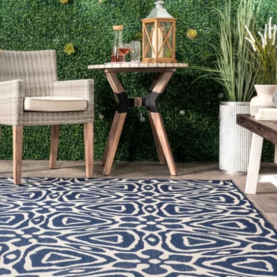 Darcie Blue Geometric Outdoor Rug, 5X8-Kirkland's Home Shop