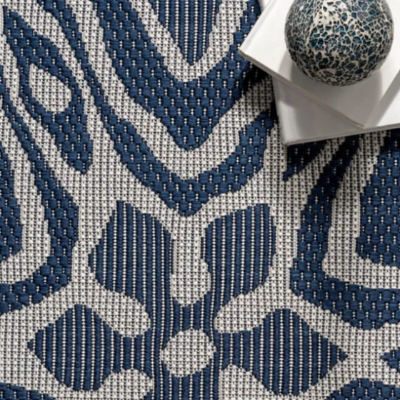 Darcie Blue Geometric Outdoor Rug, 5X8-Kirkland's Home Shop
