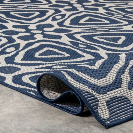 Darcie Blue Geometric Outdoor Rug, 5X8-Kirkland's Home Shop