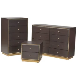Dark And Gold Wood 3-Pc. Dresser Set-Kirkland's Home Store