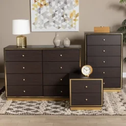 Dark And Gold Wood 3-Pc. Dresser Set-Kirkland's Home Store