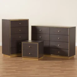 Dark And Gold Wood 3-Pc. Dresser Set-Kirkland's Home Store