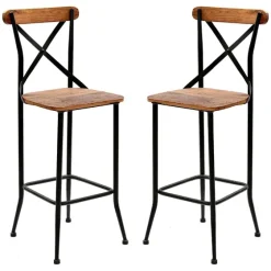 Dark Bronze And Pine Wood Bar Stools, Set Of 2-Kirkland's Home Flash Sale