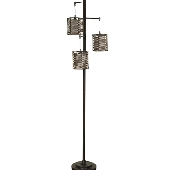 Dark Bronze And Rattan 3-Arm Floor Lamp-Kirkland's Home Hot