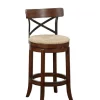 Dark Brown Wood And Seagrass Swivel Bar Stool-Kirkland's Home Fashion