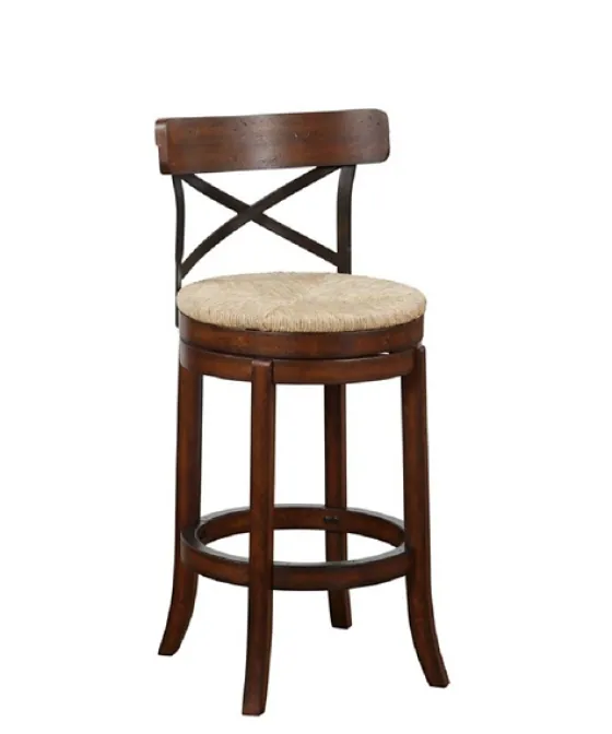 Dark Brown Wood And Seagrass Swivel Bar Stool-Kirkland's Home Fashion