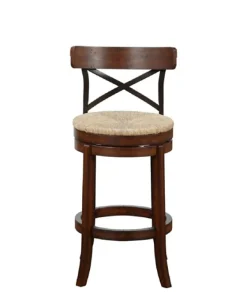 Dark Brown Wood And Seagrass Swivel Bar Stool-Kirkland's Home Fashion