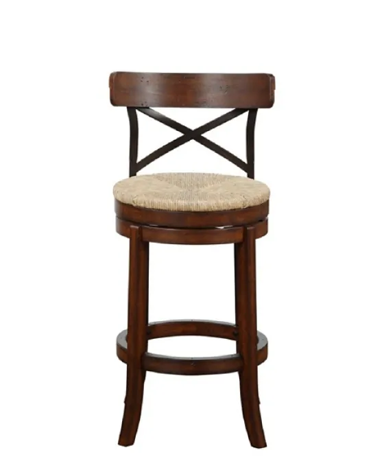 Dark Brown Wood And Seagrass Swivel Bar Stool-Kirkland's Home Fashion