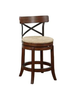 Dark Brown Wood And Seagrass Swivel Counter Stool-Kirkland's Home Cheap