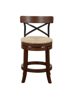 Dark Brown Wood And Seagrass Swivel Counter Stool-Kirkland's Home Cheap