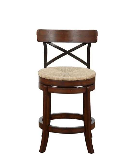 Dark Brown Wood And Seagrass Swivel Counter Stool-Kirkland's Home Cheap