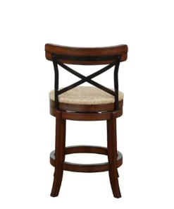 Dark Brown Wood And Seagrass Swivel Counter Stool-Kirkland's Home Cheap