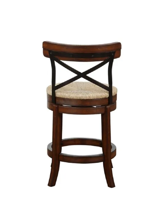 Dark Brown Wood And Seagrass Swivel Counter Stool-Kirkland's Home Cheap