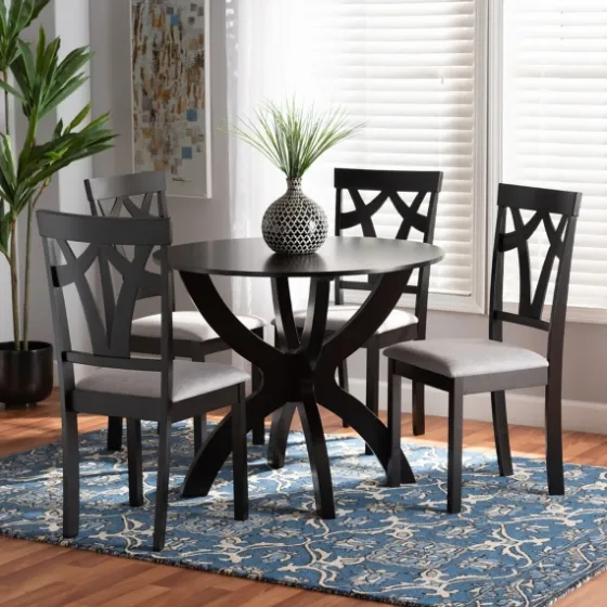 Dark Brown Wood Tripod Table 5-Pc. Dining Set-Kirkland's Home Store