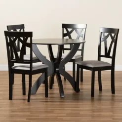 Dark Brown Wood Tripod Table 5-Pc. Dining Set-Kirkland's Home Store