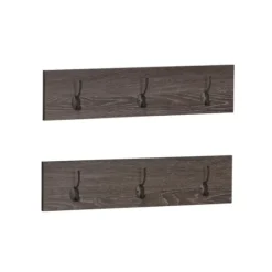 Dark Brown Wooden 3-Hook Coat Racks, Set Of 2-Kirkland's Home Shop