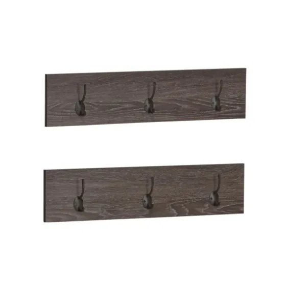 Dark Brown Wooden 3-Hook Coat Racks, Set Of 2-Kirkland's Home Shop
