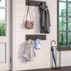 Dark Brown Wooden 3-Hook Coat Racks, Set Of 2-Kirkland's Home Shop