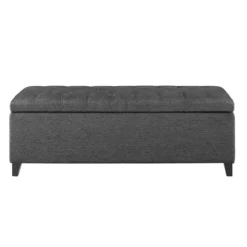 Dark Button Tufted Storage Bench-Kirkland's Home Shop