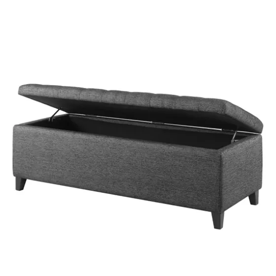 Dark Button Tufted Storage Bench-Kirkland's Home Shop