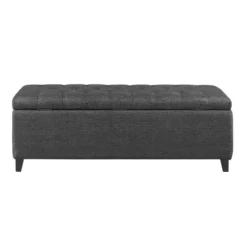 Dark Button Tufted Storage Bench-Kirkland's Home Shop