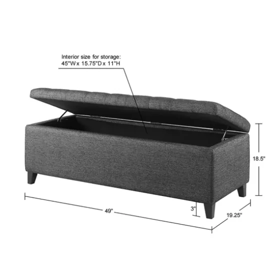 Dark Button Tufted Storage Bench-Kirkland's Home Shop