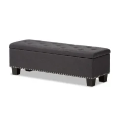 Dark Button-Tufted Upholstered Storage Bench-Kirkland's Home Flash Sale