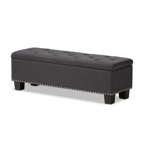 Dark Button-Tufted Upholstered Storage Bench-Kirkland's Home Flash Sale