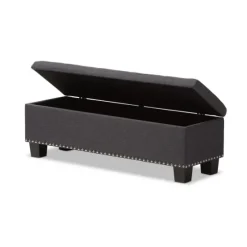 Dark Button-Tufted Upholstered Storage Bench-Kirkland's Home Flash Sale