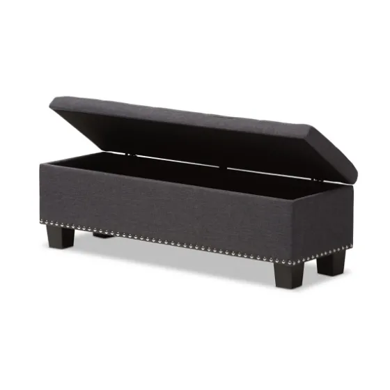 Dark Button-Tufted Upholstered Storage Bench-Kirkland's Home Flash Sale