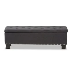 Dark Button-Tufted Upholstered Storage Bench-Kirkland's Home Flash Sale