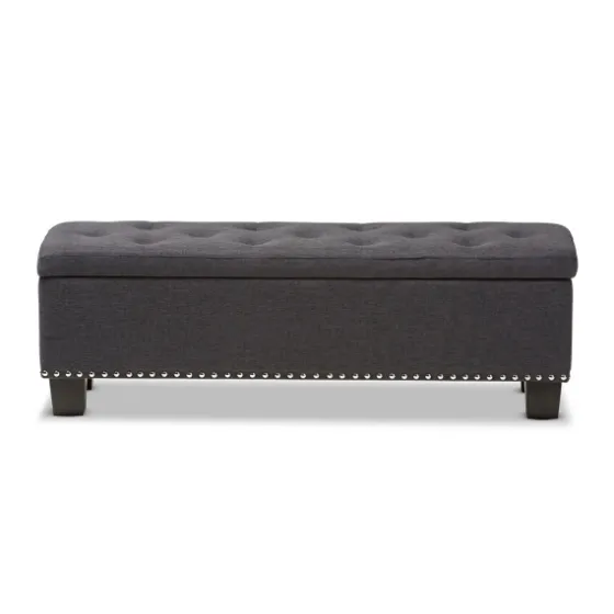 Dark Button-Tufted Upholstered Storage Bench-Kirkland's Home Flash Sale