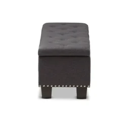 Dark Button-Tufted Upholstered Storage Bench-Kirkland's Home Flash Sale
