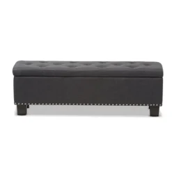 Dark Button-Tufted Upholstered Storage Bench-Kirkland's Home Flash Sale