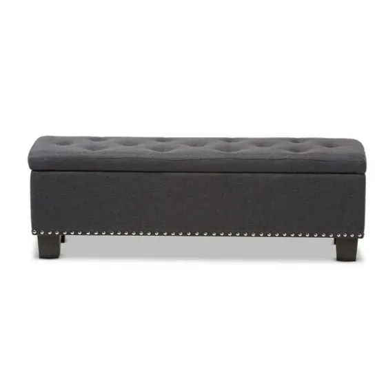 Dark Button-Tufted Upholstered Storage Bench-Kirkland's Home Flash Sale