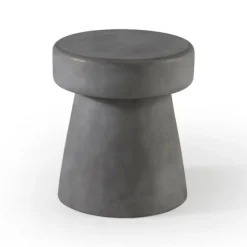 Dark Concrete Sculpted Base Accent Table-Kirkland's Home Shop