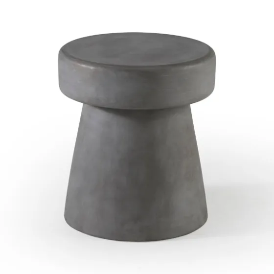 Dark Concrete Sculpted Base Accent Table-Kirkland's Home Shop