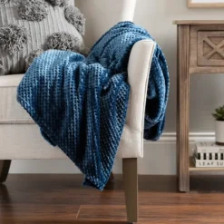 Dark Denim Heavenly Plush Bubble Throw-Kirkland's Home Sale