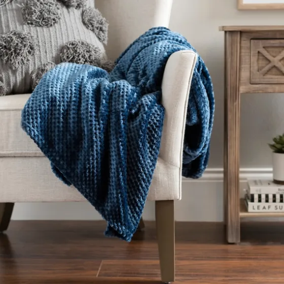 Dark Denim Heavenly Plush Bubble Throw-Kirkland's Home Sale
