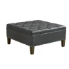 Dark Espresso Button Tufted Leather Ottoman-Kirkland's Home Hot