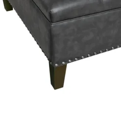 Dark Espresso Button Tufted Leather Ottoman-Kirkland's Home Hot