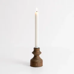 Dark Eucalyptus Wood Taper Candle Holder, 4 In.-Kirkland's Home Clearance