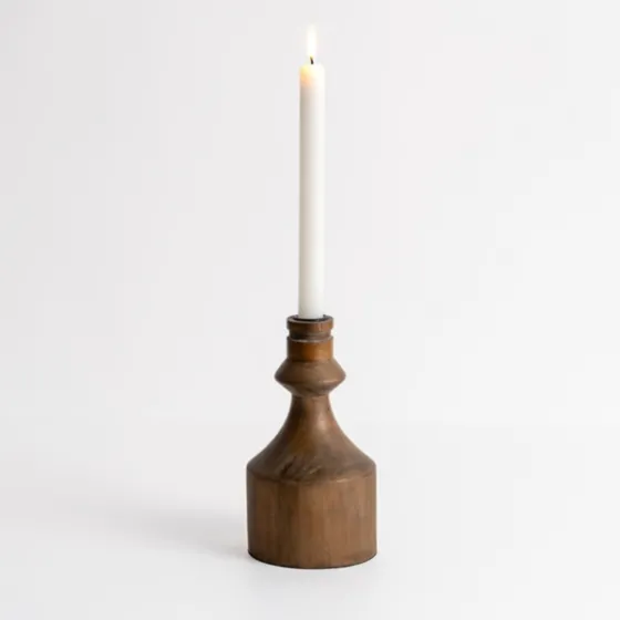 Dark Eucalyptus Wood Taper Candle Holder, 8 In.-Kirkland's Home Discount
