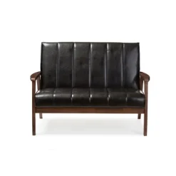 Dark Faux Leather Channel Loveseat, 31 In.-Kirkland's Home Best