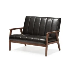 Dark Faux Leather Channel Loveseat, 31 In.-Kirkland's Home Best