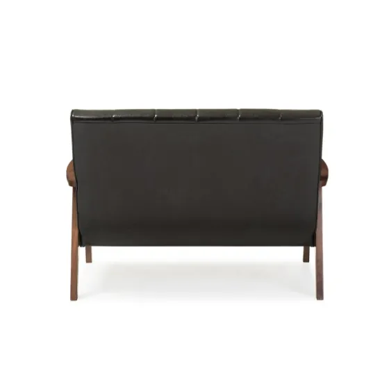 Dark Faux Leather Channel Loveseat, 31 In.-Kirkland's Home Best