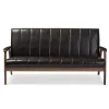 Dark Faux Leather Channel Sofa, 63 In.-Kirkland's Home Flash Sale
