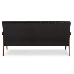 Dark Faux Leather Channel Sofa, 63 In.-Kirkland's Home Flash Sale
