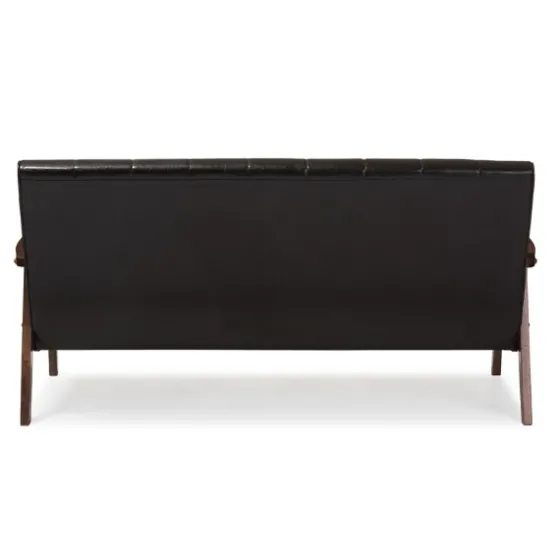 Dark Faux Leather Channel Sofa, 63 In.-Kirkland's Home Flash Sale